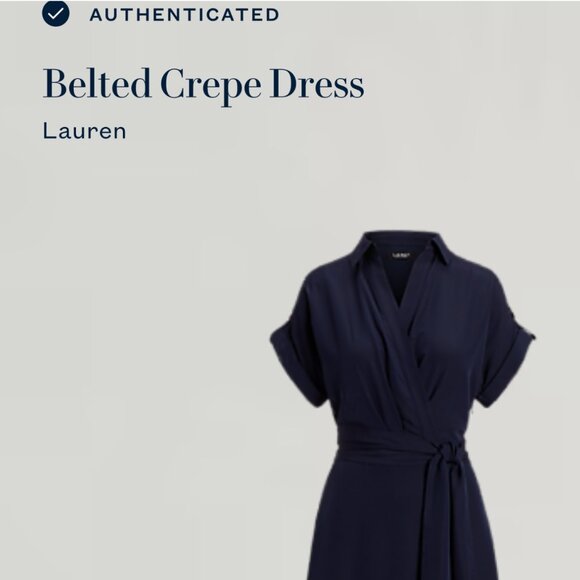 Navy Blue Belted Dress Size 16. Ralph Lauren. Women's A-line Classy Dress. - Picture 4 of 16
